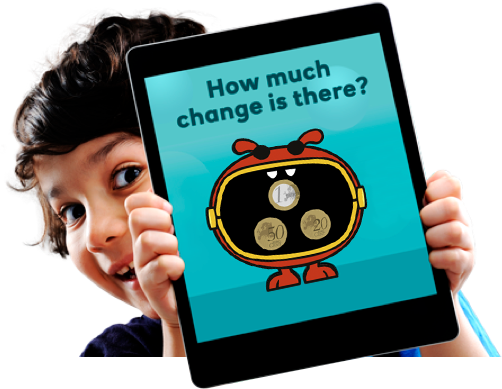 Smiling child with an iPad