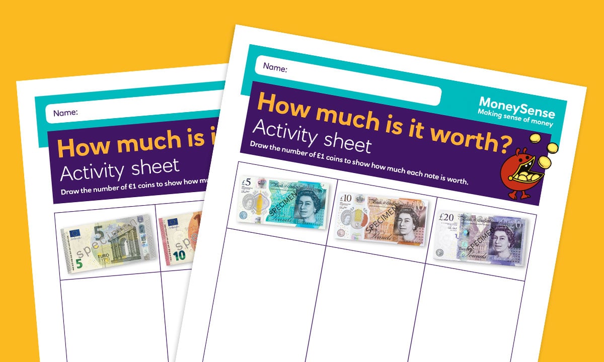 SEND activity sheet for What coins and notes do we use?